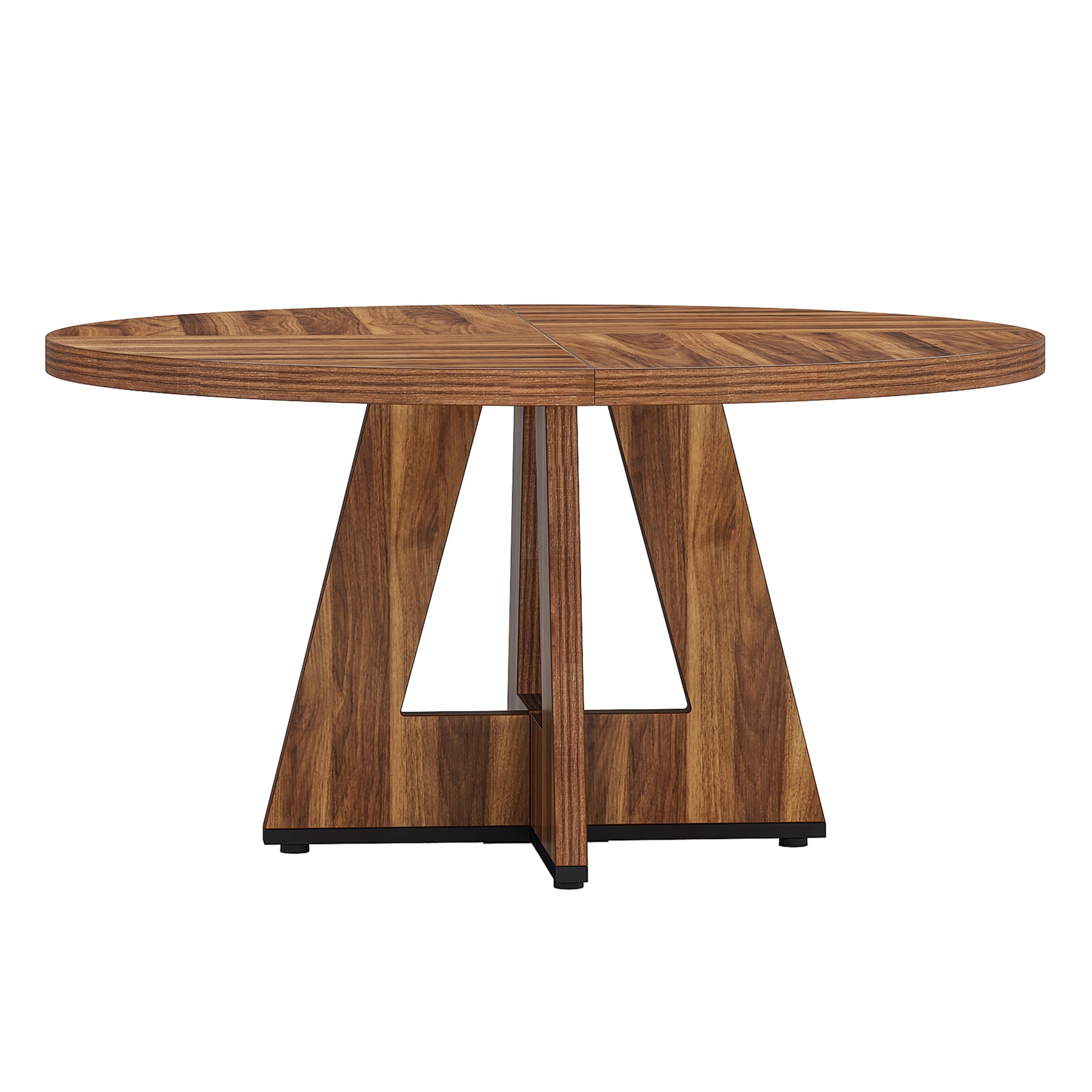 Round Dining Table For 4, 47" Wooden Kitchen Table Farmhouse Dinner Table_voghion.com